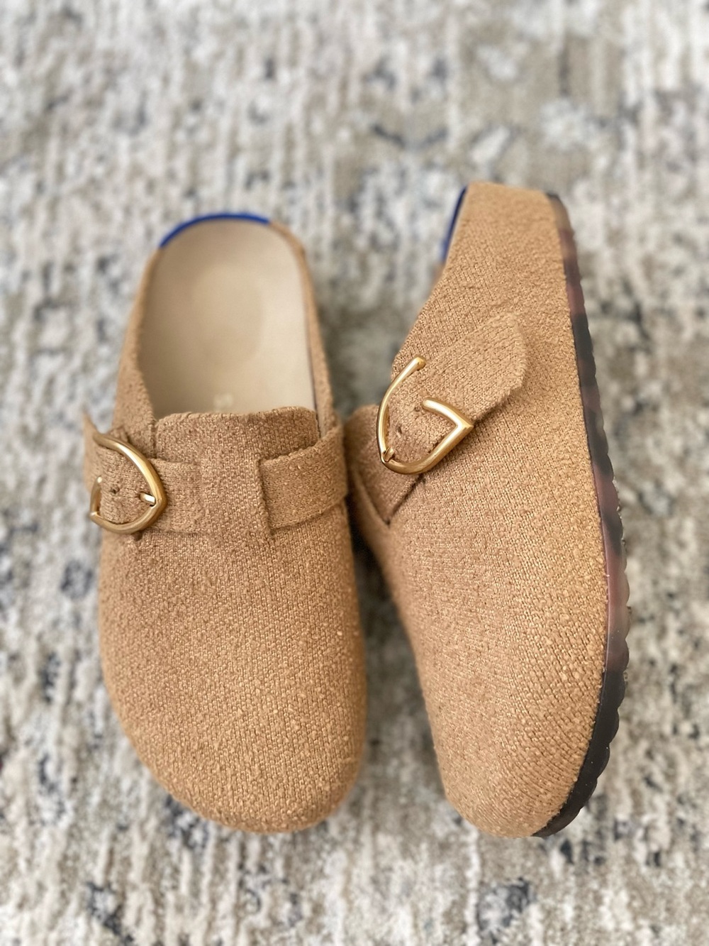Rothy’s Buckle Clog Boucle Butternut Beige Mule Size 6